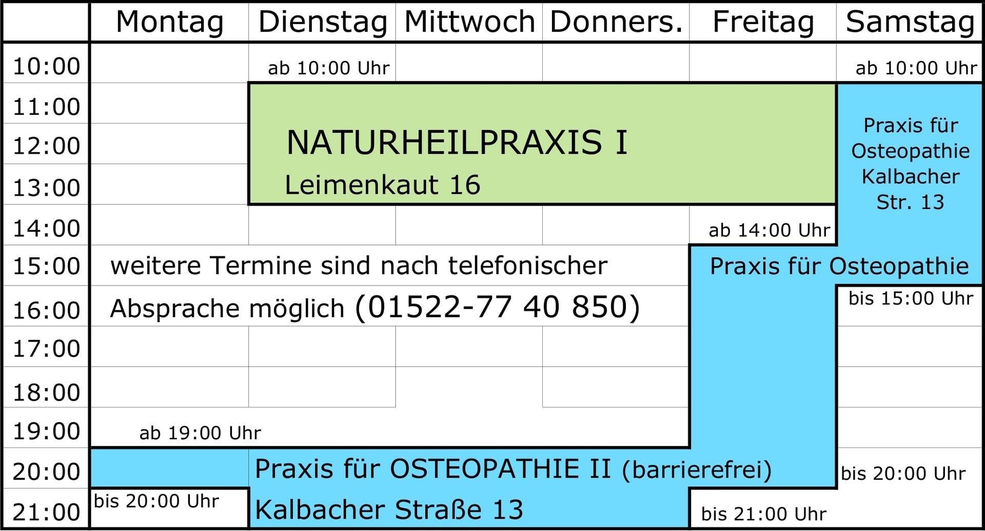 Praxis fuer Osteopathie und Naturheilkunde Edgar Wagner - Praxisoeffnungszeiten desktop v1